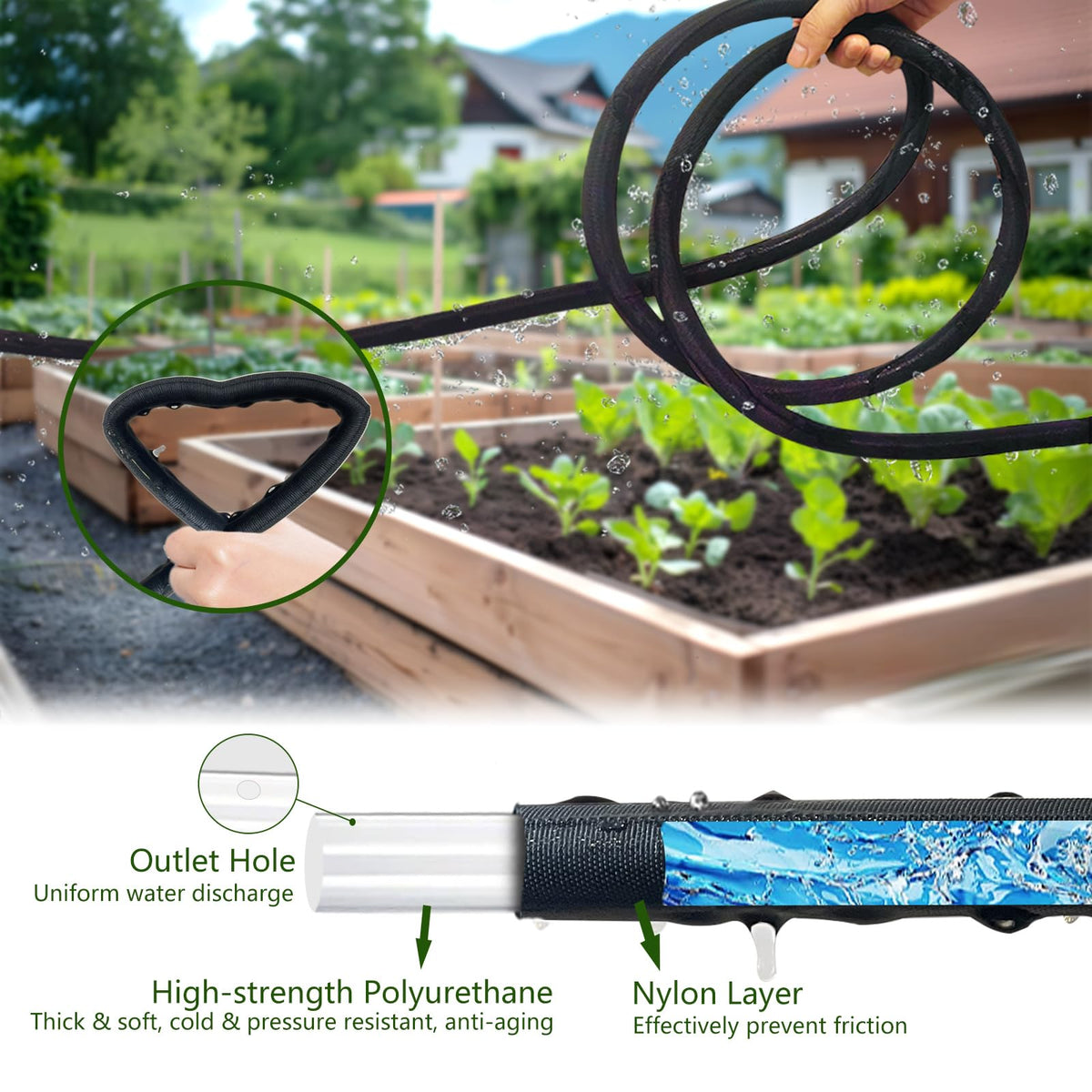 Koulate Soaker Hose plant-stand use directs moisture exactly where needed.