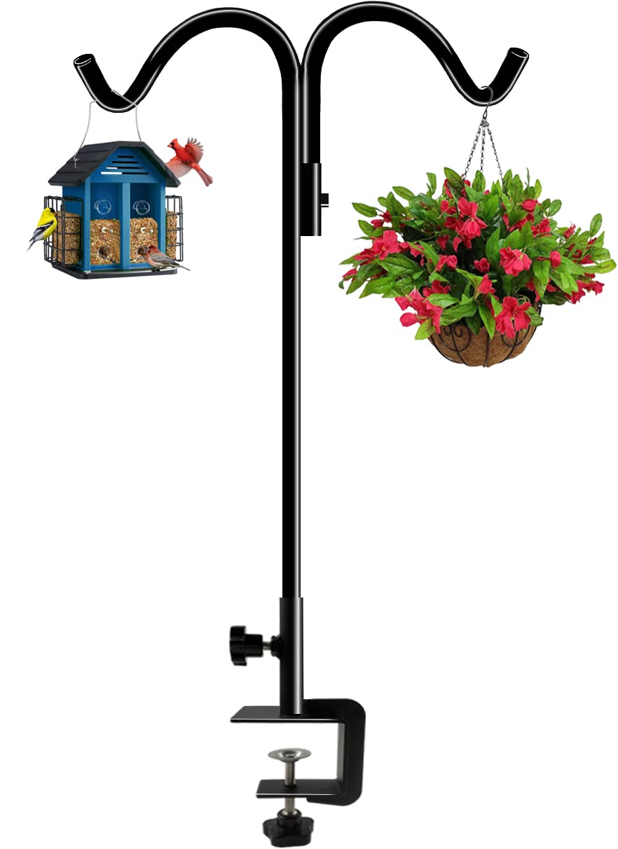 Koutemie double-deck hook mounted on railing provides stable hanging for planters