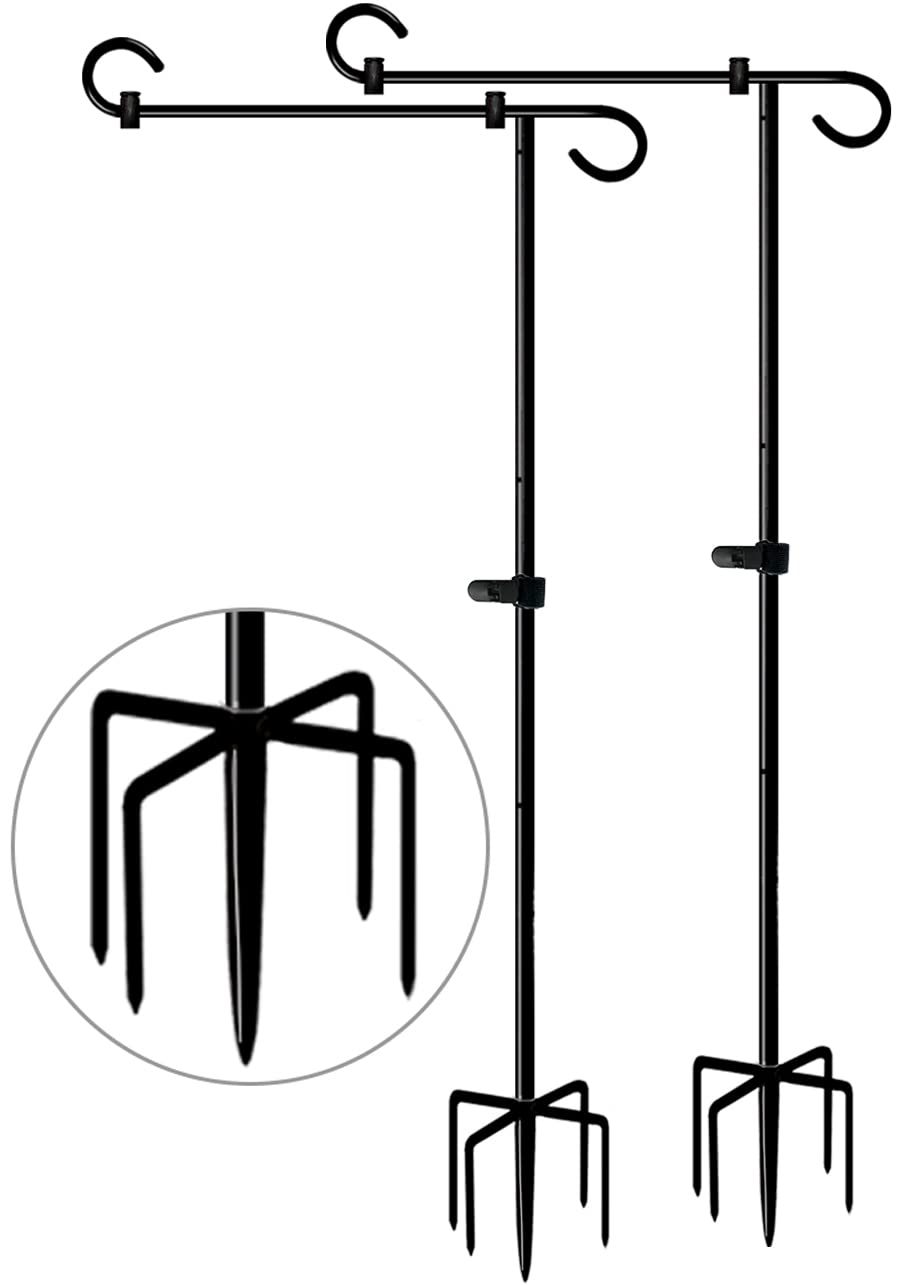 Koutemie flag stand with five-prong base provides stable outdoor support for yard flags.