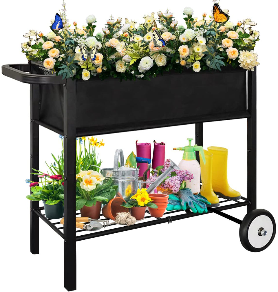 Koutemie outdoor raised planter bed on legs for easy access while gardening