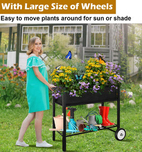Koutemie planter bed on wheels allows effortless relocation for sun or shade