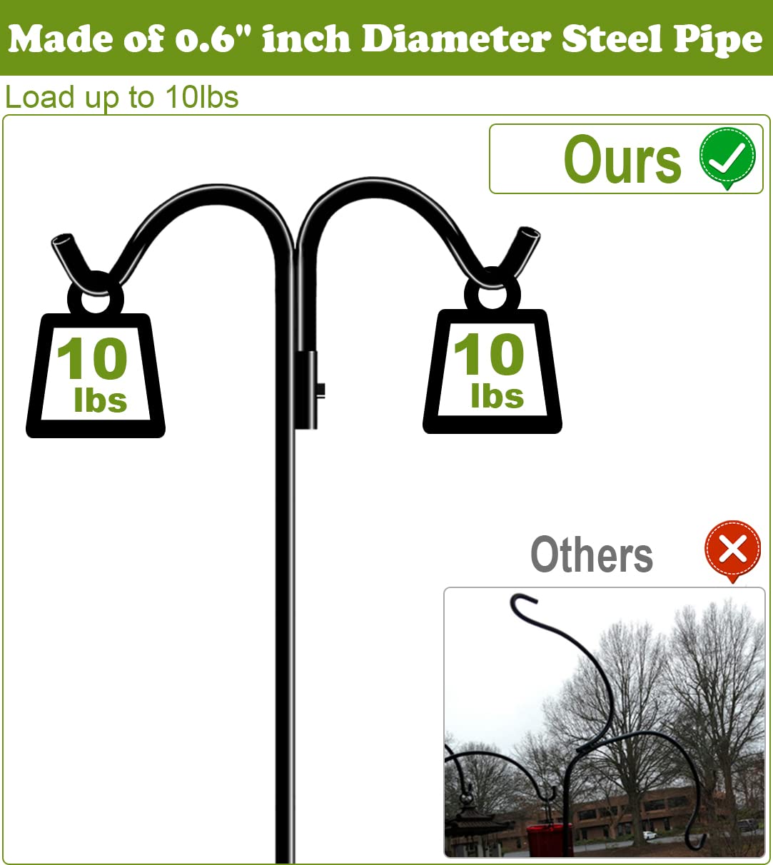 Koutemie thick steel pole supports heavier items securely