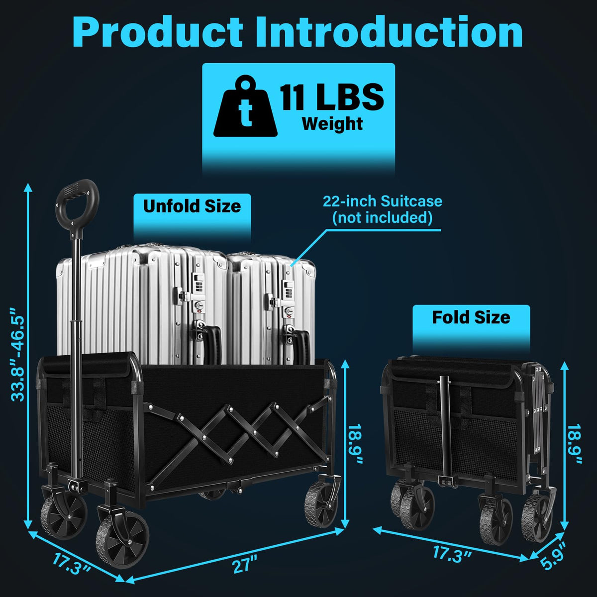 Kovryx collapsible wagon folded compactly for trunk or closet storage