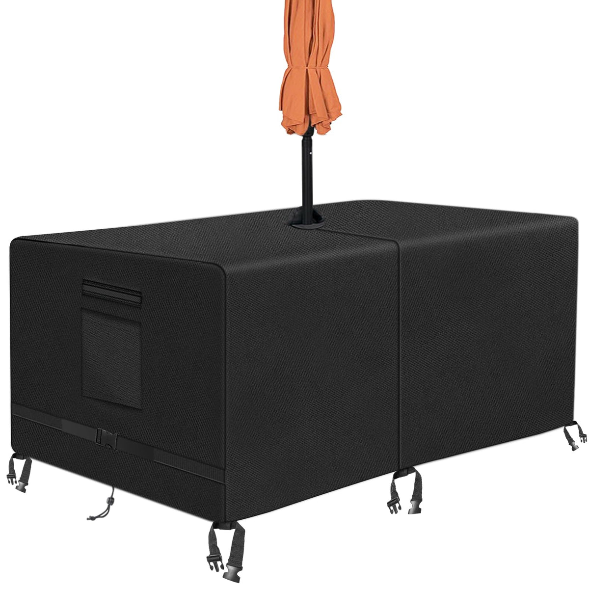 Kovshuiwe rectangle table cover in waterproof 600D fabric protects outdoor furniture.