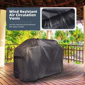 KPT BBQ Cover mesh vents and adjustable buckles ensure airflow and secure fit.