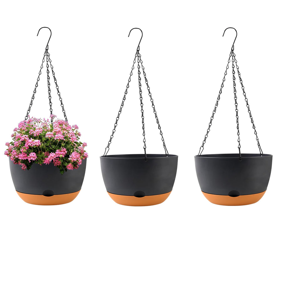 KPUVX 10-inch hanging planter set with self-watering reservoir for easy care