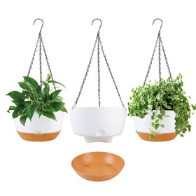KPUVX 10-inch self-watering planter with removable saucer for easy moisture management.