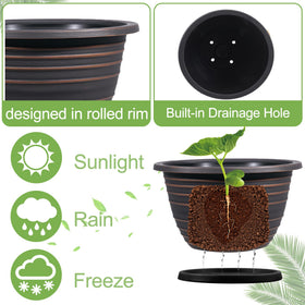 KPUVX 12-inch red-brown finish pot complements rustic decor outdoors
