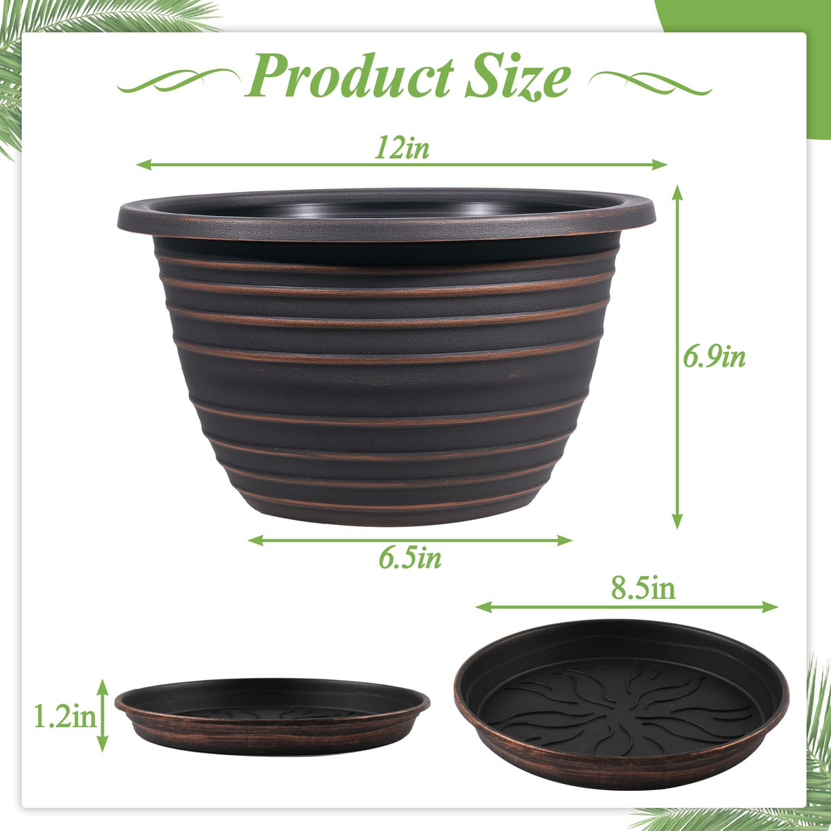 KPUVX 12-inch white finish pot ideal for indoor windowsill gardens