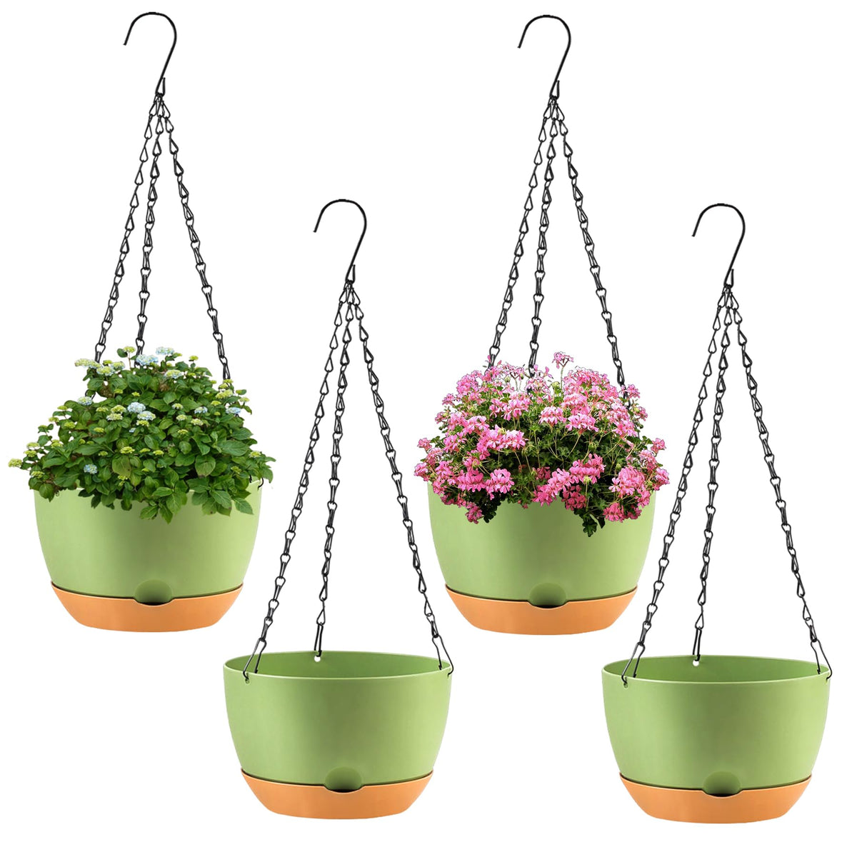 KPUVX 4-pack 8-inch self-watering hanging planters for easy care indoors