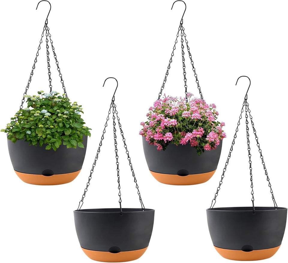 KPUVX 4-pack hanging pots assembled for easy balcony display.