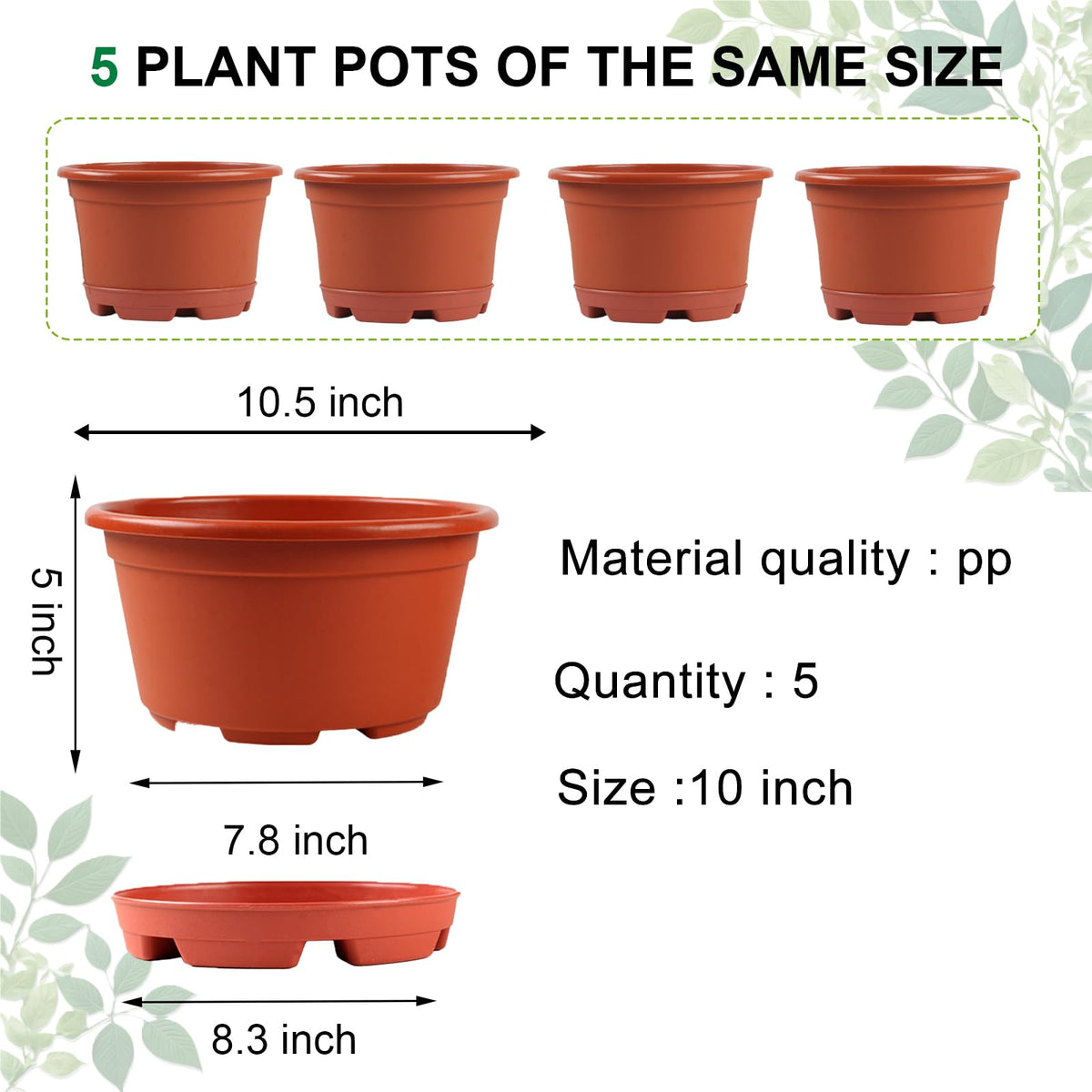 KPUVX plant pots include drainage holes and saucers for healthy watering.