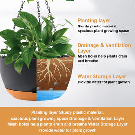 KPUVX self-watering hanging pot with removable saucer simplifies outdoor plant care