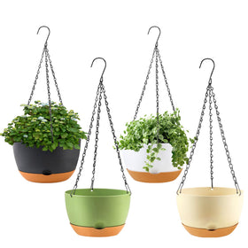 KPUVX 4Pack hanging planter white, lightweight self-watering for indoor use.