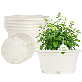 KPUVX 5-pack plant pots, front view, durable plastic for long-lasting indoor use.