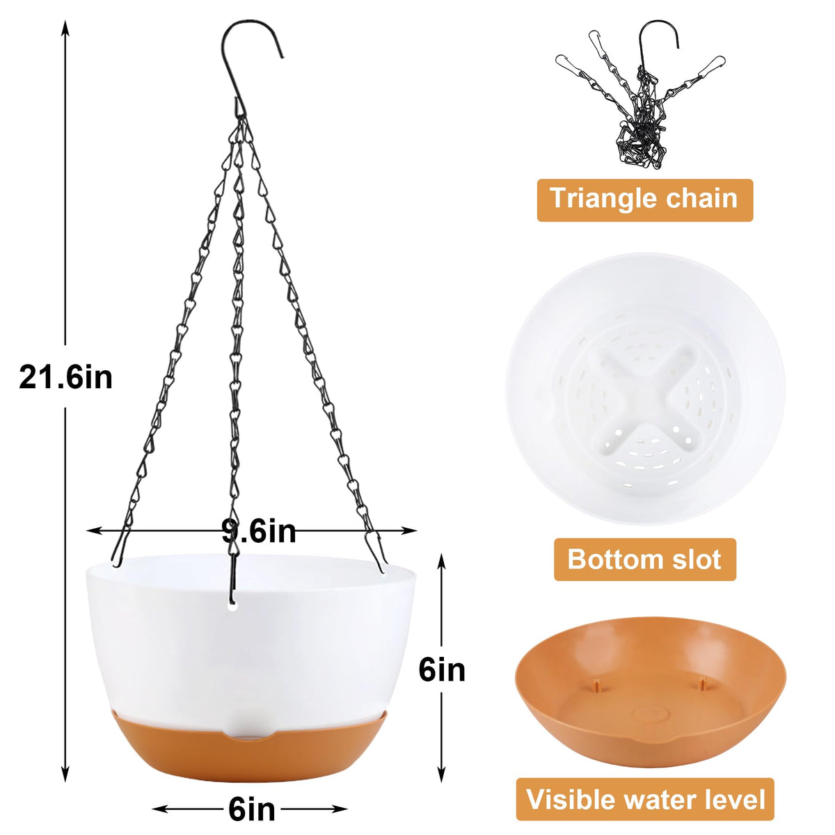 KPUVX self-watering hanging pot with removable saucer enables easy travel care
