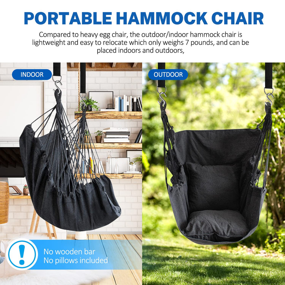 KPX indoor hammock chair in living room for cozy reading moments