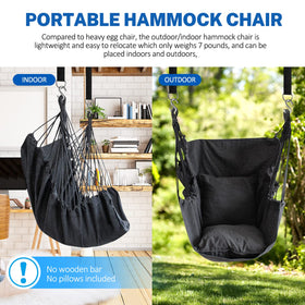 KPX indoor hammock chair in living room for cozy reading moments