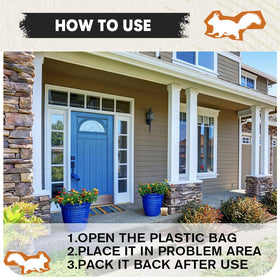 KQCWKH chipmunk deterrent outdoor pack shown near a yard edge.