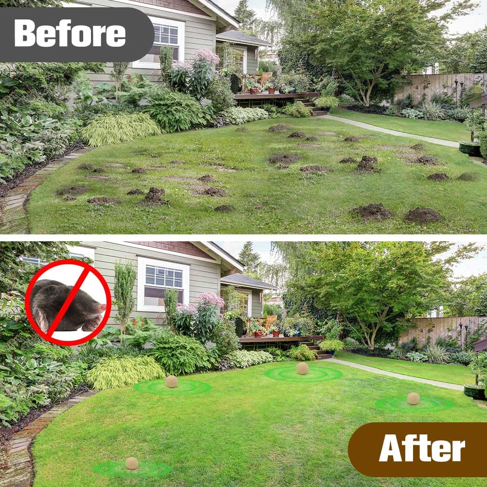 Backyard lawn scene illustrating months of protection with KQCWKH deterrent.