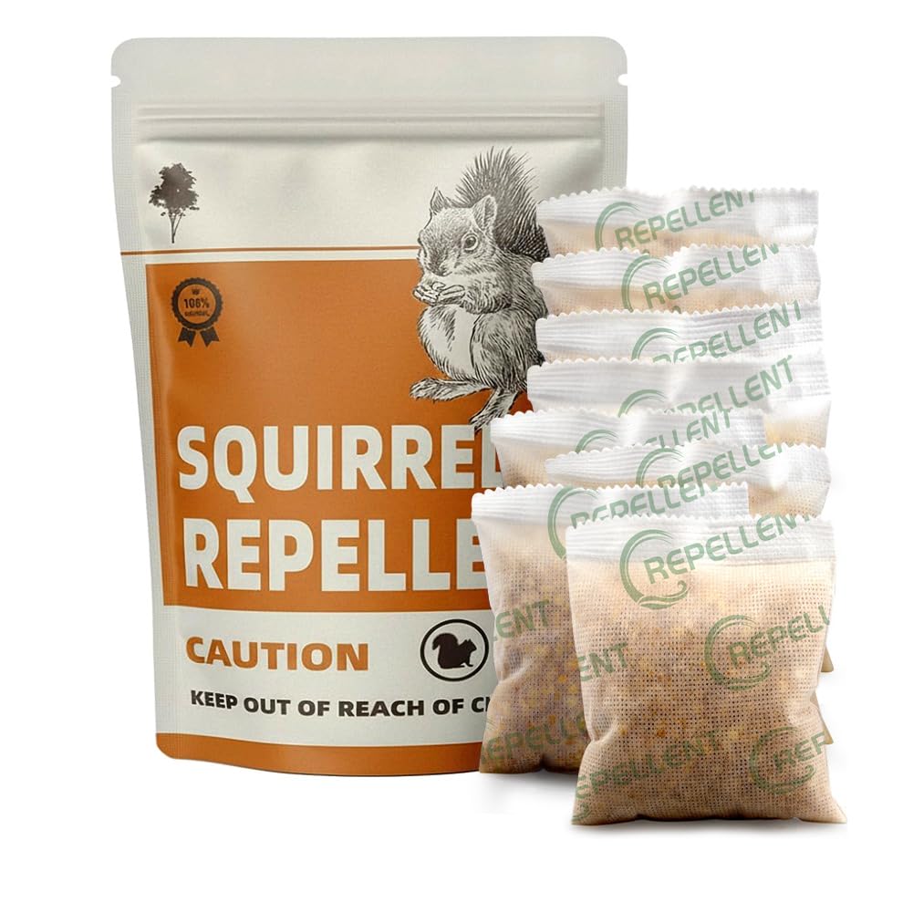 KQCWKH squirrel repellent outdoor bag protecting a garden with 60-day protection.