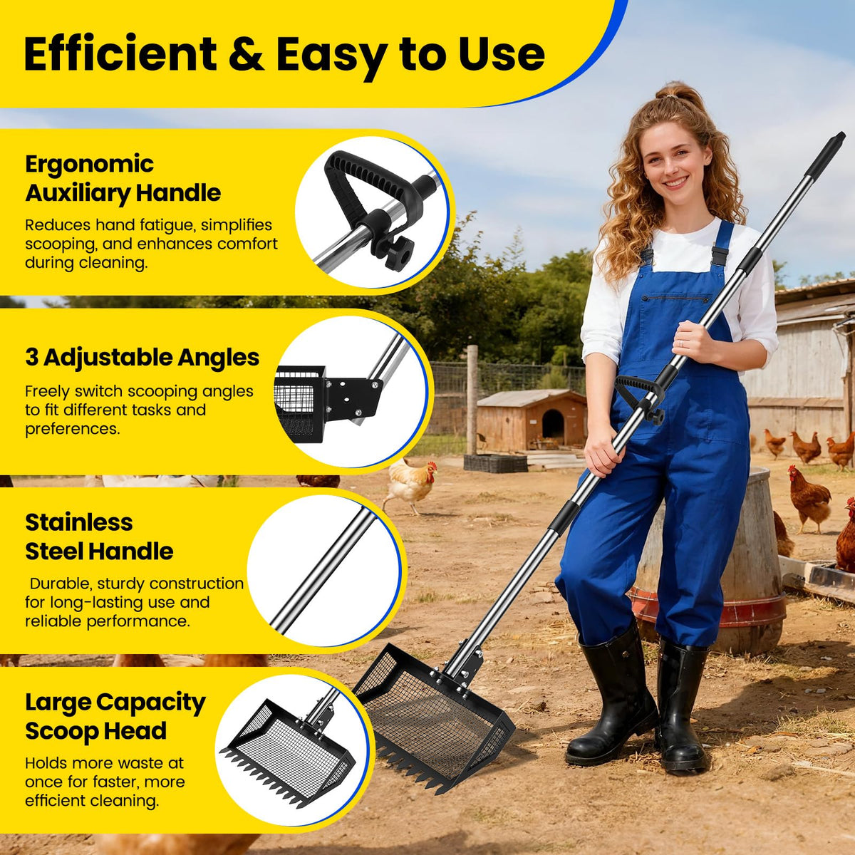 KQPZ 2-in-1 scoop 10-inch metal head with rake for sand