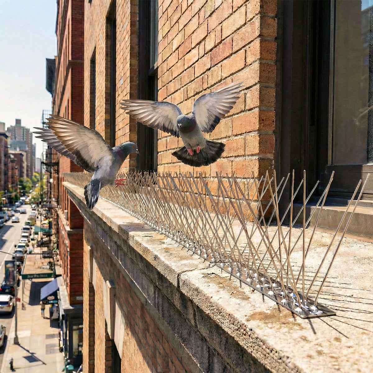 KraAra bird spikes on chimney deter perching without harming birds.