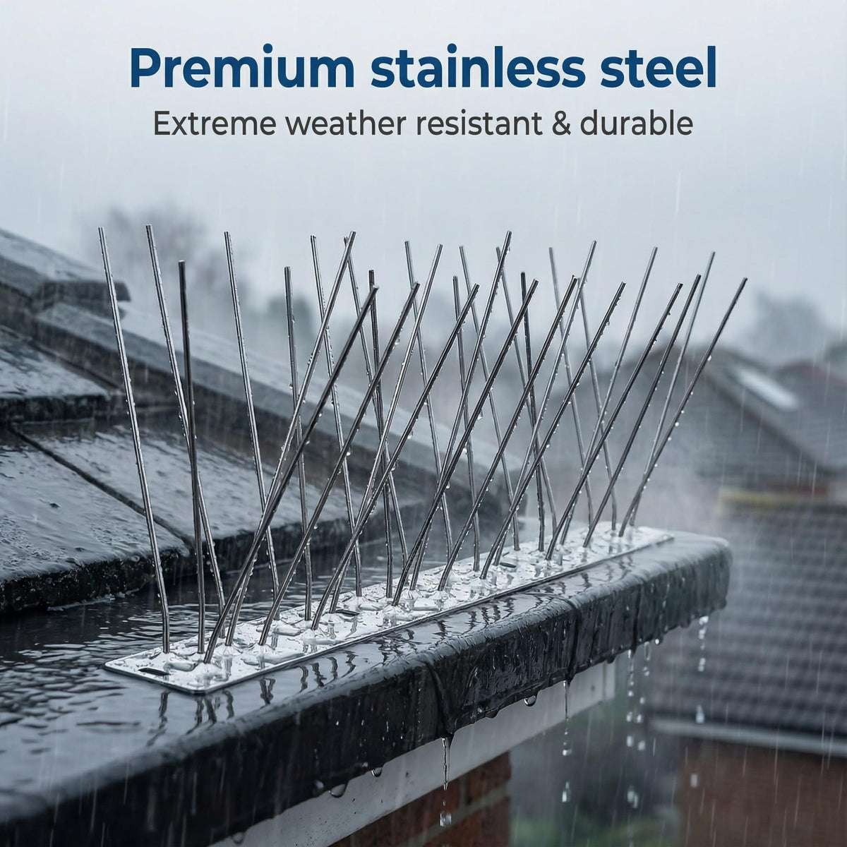 KraAra bird spikes along fence perimeter create a secure bird deterrent.