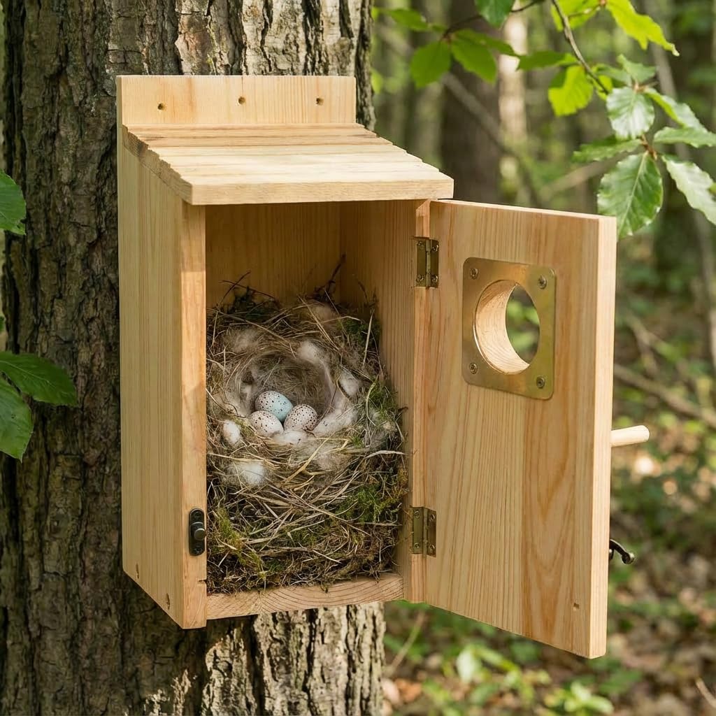 KraAra no-assembly outdoor bird house ready to install in your garden