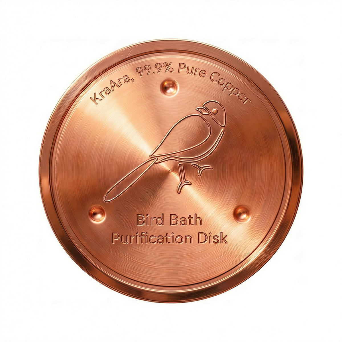 KraAra Pure Copper Bird Bath Disk 4-inch in water helps keep water clearer.