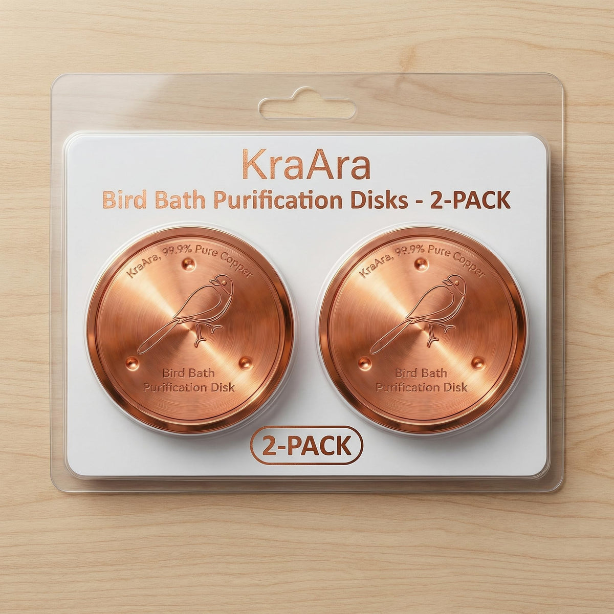 KraAra Pure Copper Bird Bath Disk with triple-point base provides stable placement.