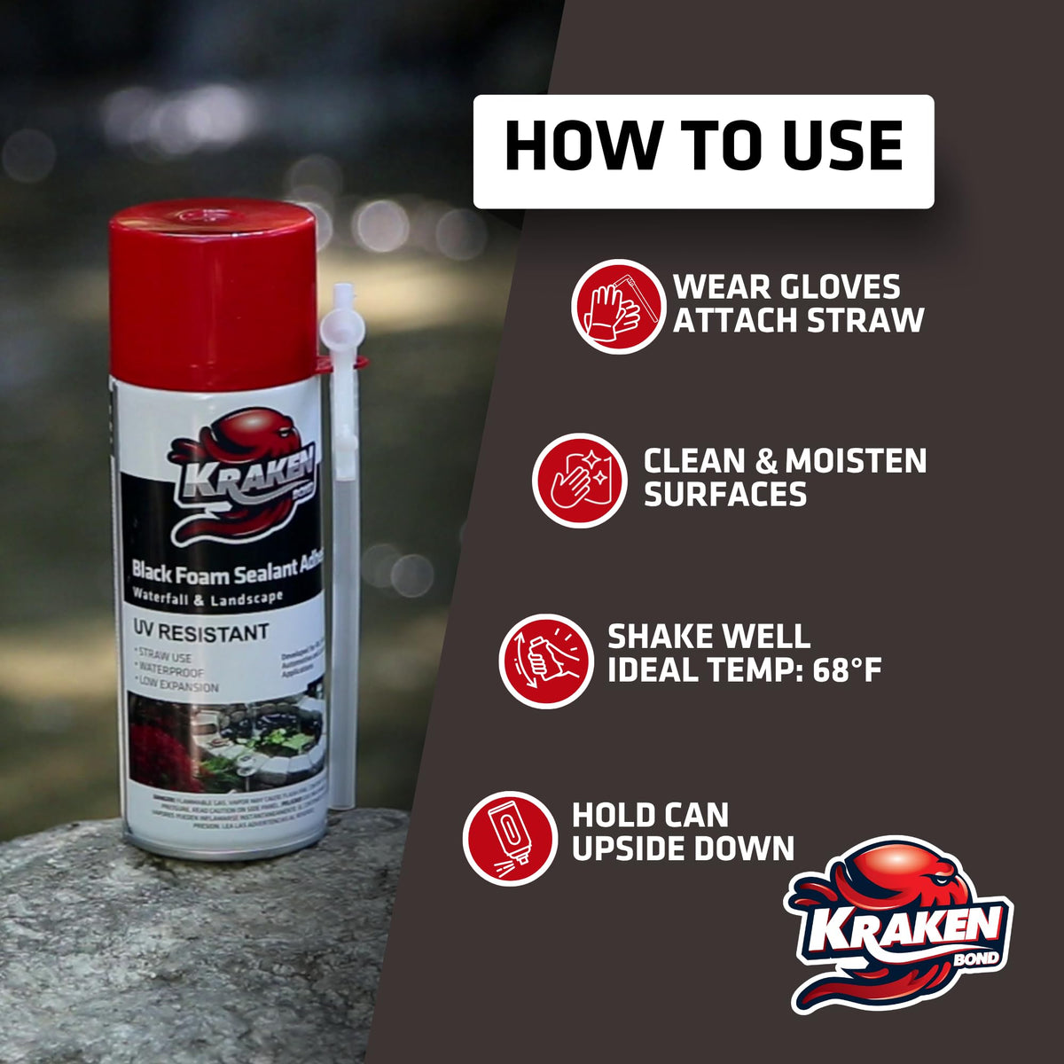 Kraken Bond Black Foam safeguards wildlife-friendly pond areas.