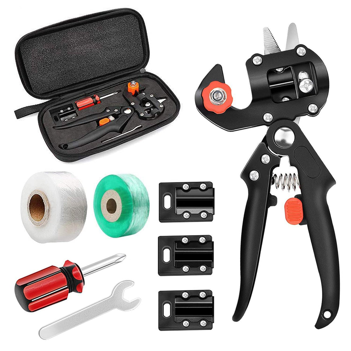 KREWEY 2-in-1 grafting tool with Omega-Cut blade for precise pruning and grafting.