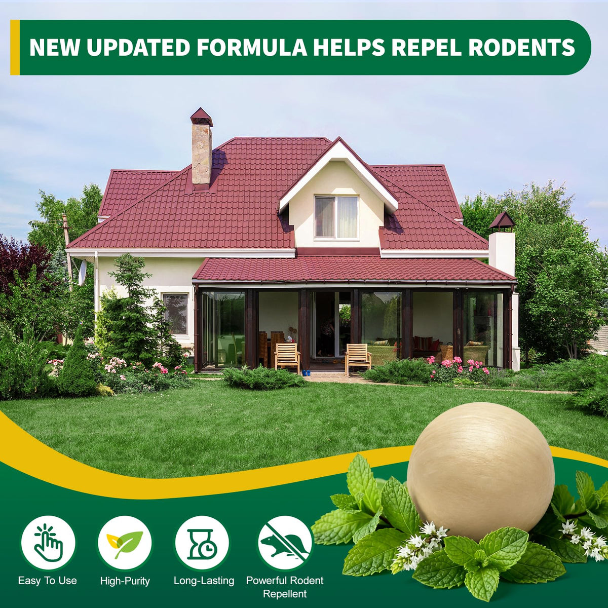 Kriooxluue peppermint mouse repellent ball near garages reduces nesting opportunities for rodents.
