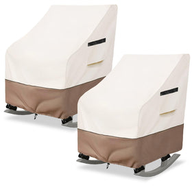 Krismile outdoor rocking chair cover set protects chairs from rain and sun.