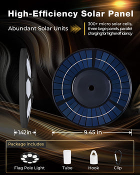 Kromart solar-powered flag light highlights outdoor flags for celebrations.