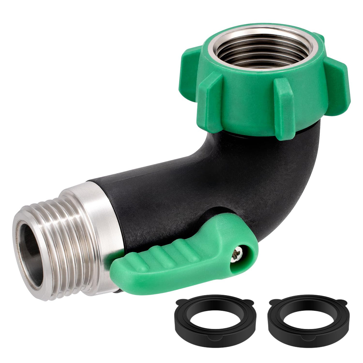 Kruuvax 304 stainless steel hose elbow at 90 degrees for space-saving water flow