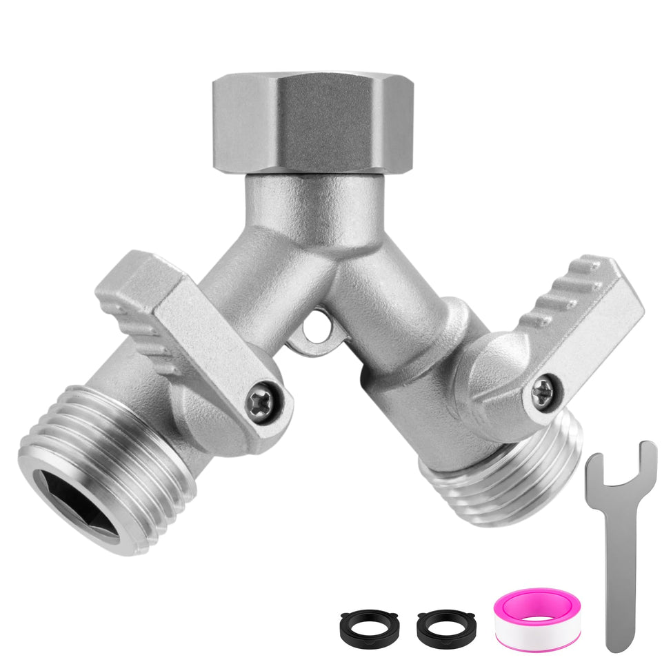 Kruuvax garden hose splitter 2-way with ergonomic valve handle for secure grip