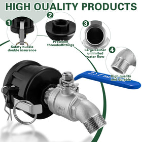 Kruuvax stainless steel 3/4 inch spigot and NPT connection on IBC tote.