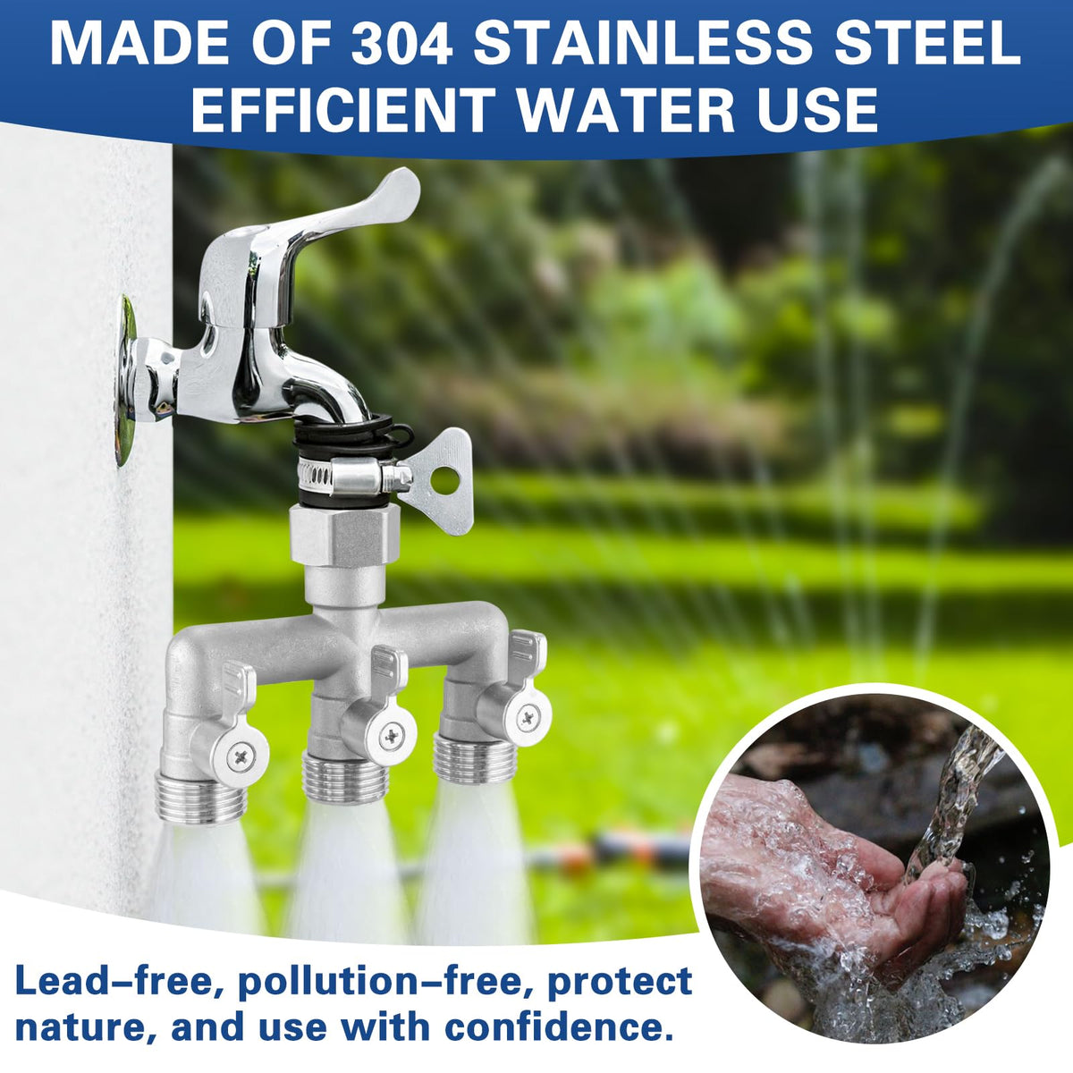 Kruuvax rotating inlet connector allows easy faucet attachment.