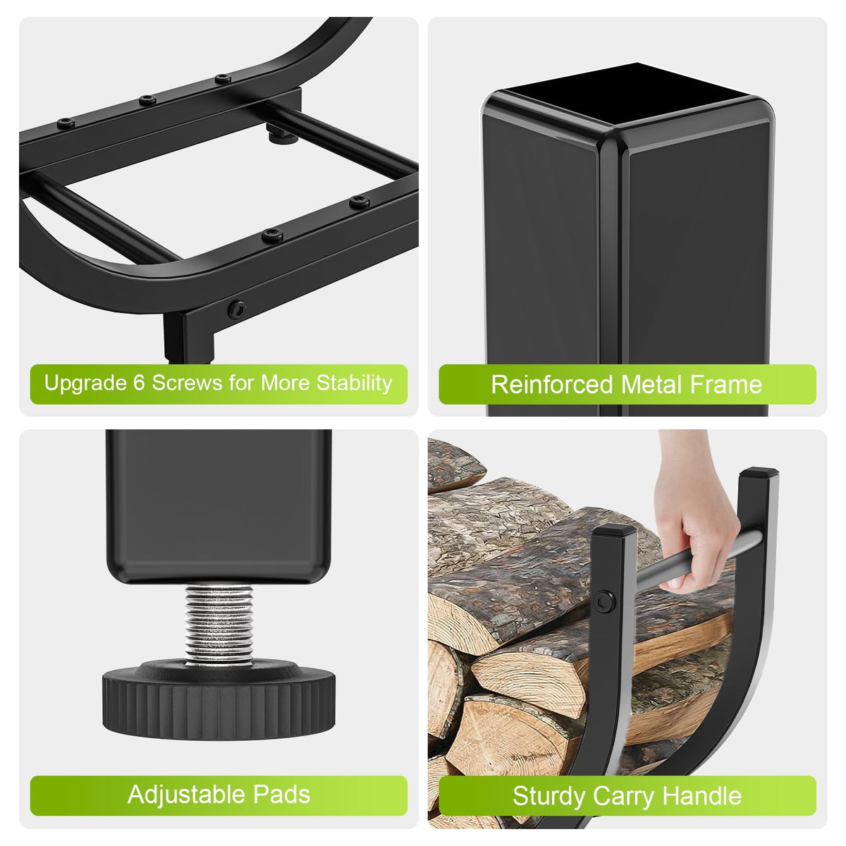 KRZKRZ firewood rack indoor outdoor use with heat resistant design.