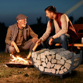 KRZKRZ firewood rack weather-resistant storage near outdoor fires.