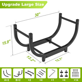 KRZKRZ firewood rack u-shaped design suits fireplace sides.