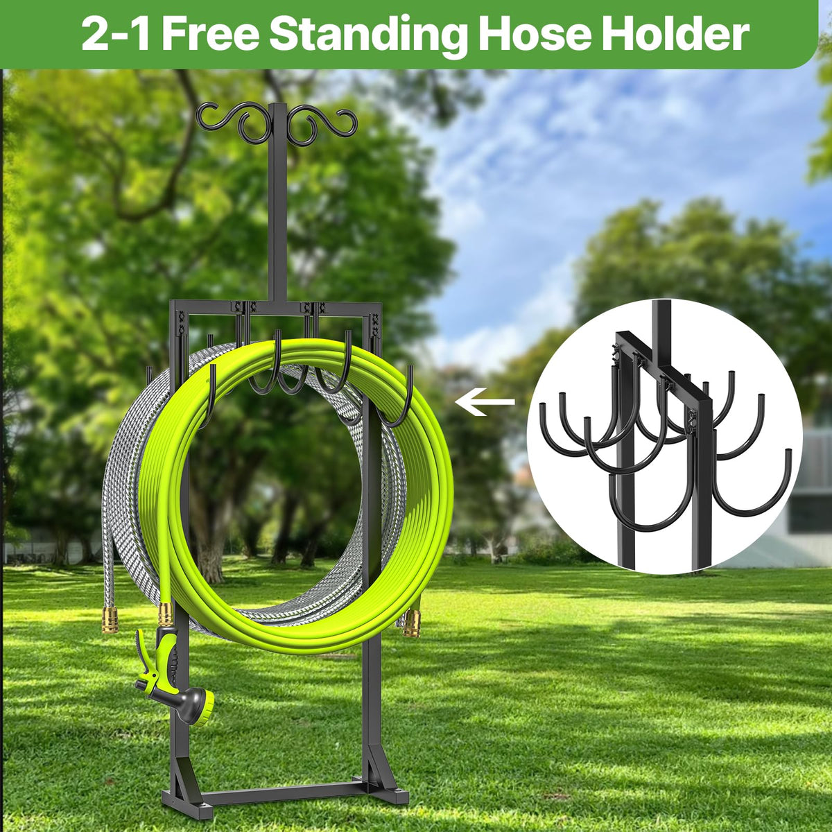 KRZKRZ shepherd hook top supports bird feeders and lights