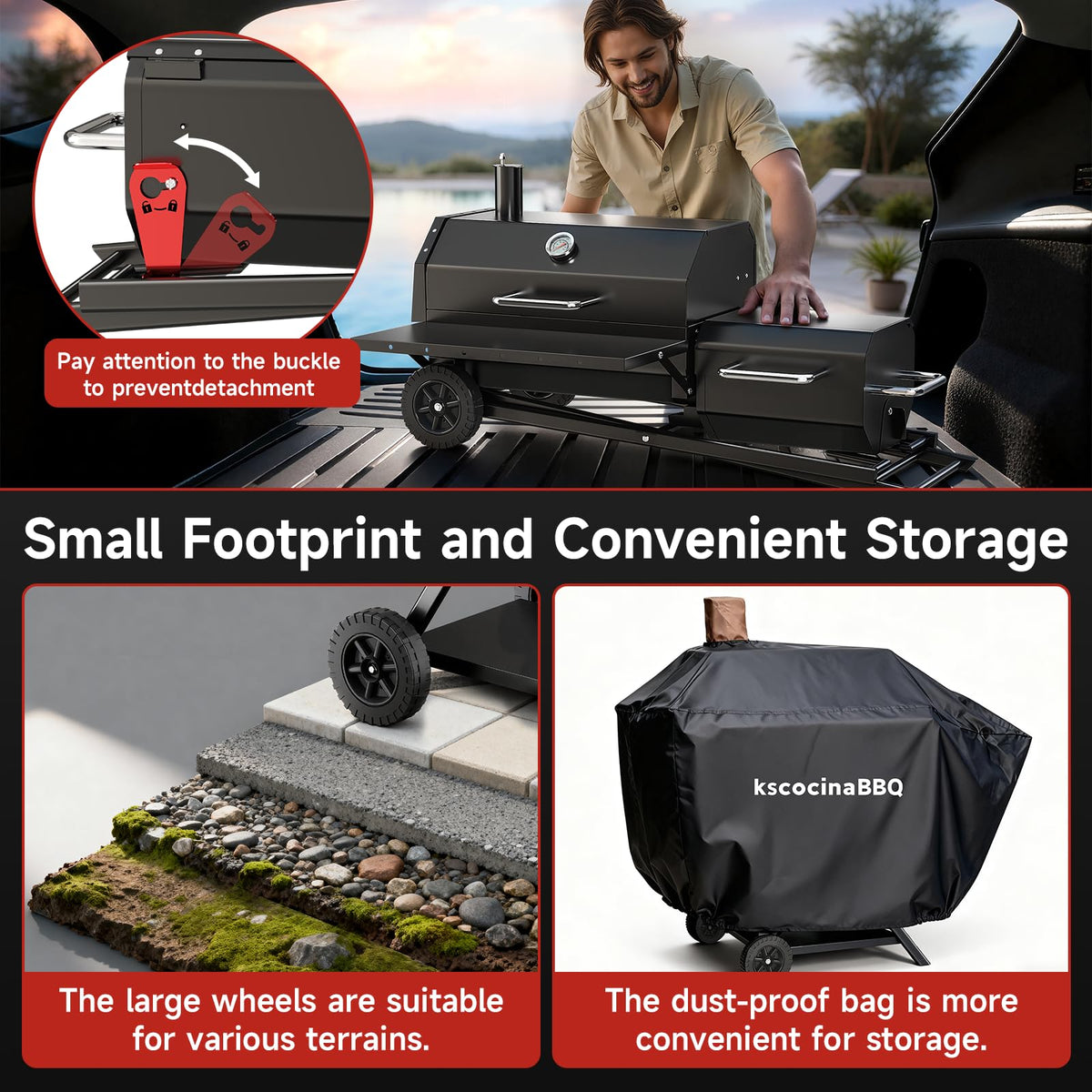 kscocinaBBQ durable steel construction for sturdy outdoor cooking