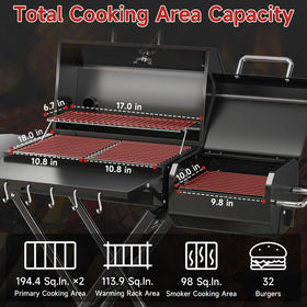 kscocinaBBQ smooth-rolling wheels and hooks for quick repositioning and tool access