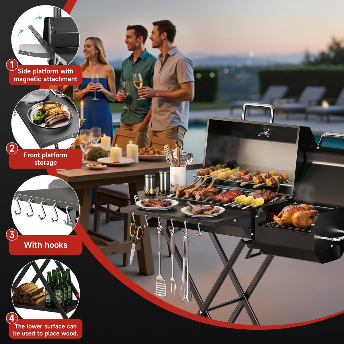 kscocinaBBQ in action at outdoor party, showing versatile setup