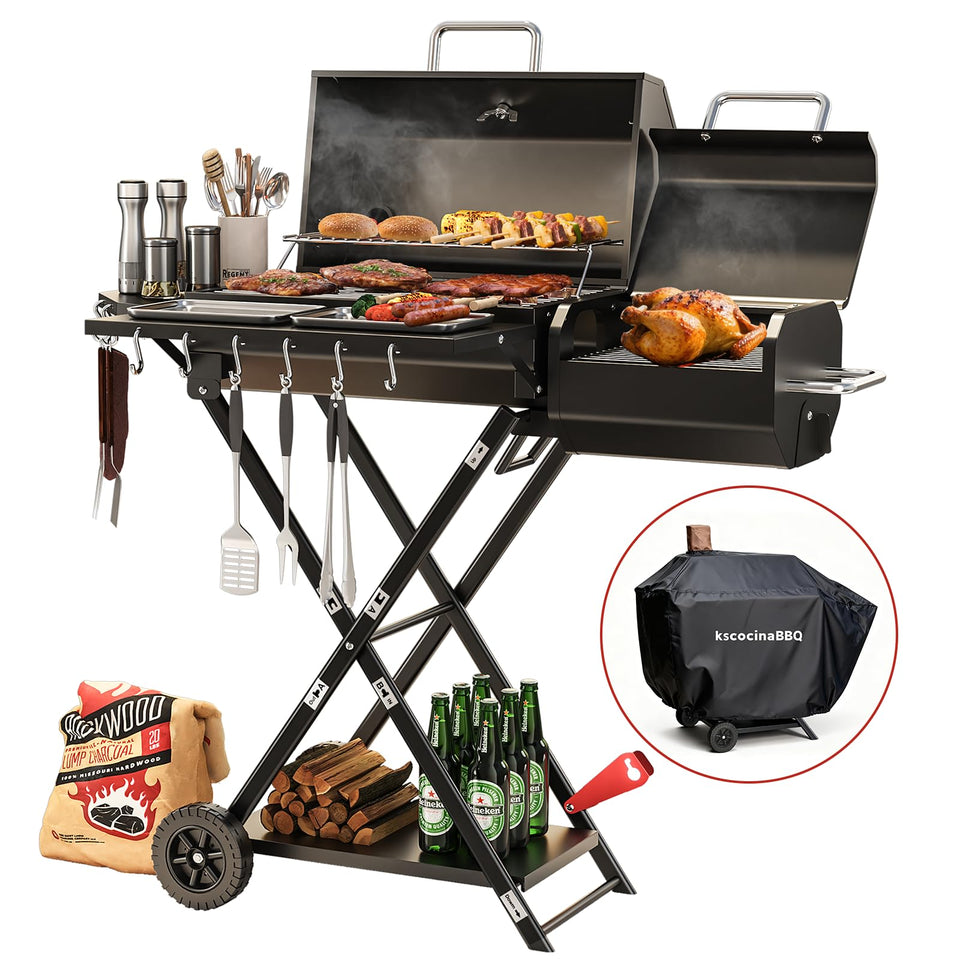 kscocinaBBQ portable charcoal grill with smoking function for controlled heat and rich flavor outdoors