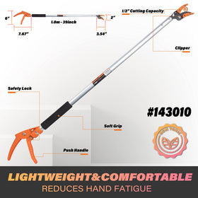 KSEIBI 143010 rotating arm pruner enables angled cuts in tight spots.