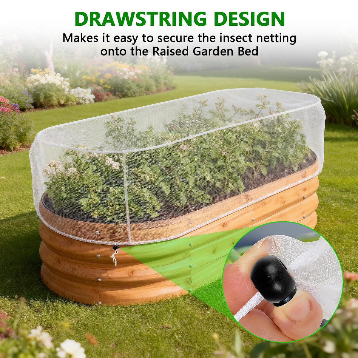 KSFTWUSOL UV protected HDPE netting offers durable, long lasting garden protection.
